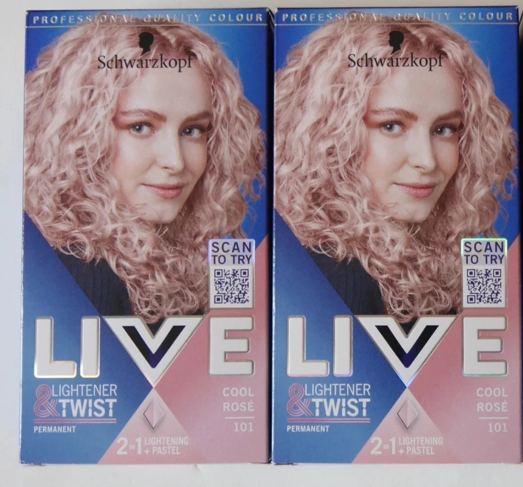 2 x Schwarzkopf Live Cool Rose 101, NEW & FREE POST