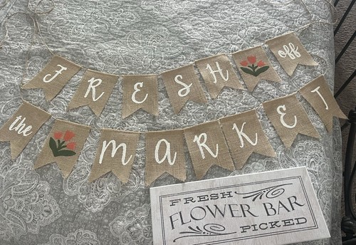 FRESH OFF THE MARKET Bridal Shower Banner & Flower Bar Sign