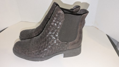 Brighton Leather Weave Brown Ankle Boots Women's Size 7.5