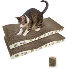 Corrugated Cardboard Cat Scratcher Pad for Indoor Cats Double Sided with Catnip