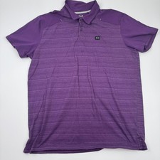 Oakley Hydrolix Polo Shirt Mens XL Purple Stripe Tailored Fit Golf Performance