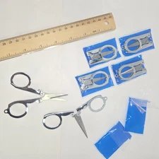 6-Pack Portable Folding Scissors 3.5" w Small Case Keychain Travel Emergency t