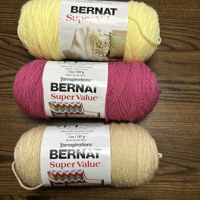 3 Skeins of Bernat Super Value Worsted Knit/Crochet Yarn  7oz SEE PICS FOR COLOR
