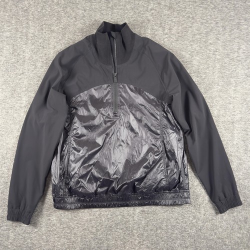 Lululemon All Roads Jacket Mens Medium Black 1/2 Zip Windbreaker Running W4BDAS