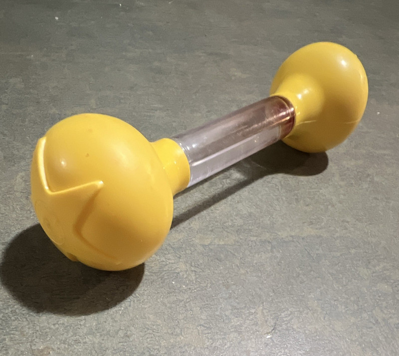 Johnson & Johnson Star Baby Rattle Dumbbell Shape Model 532 Yellow Clear Red