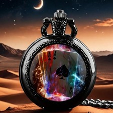 Lightweight Flexible High-Performance Vintage Black Quartz Pocket Watch Necklace
