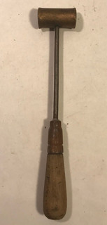 Vintage Unbranded Brass Head Hammer Wood Handle 10oz & 10" Long