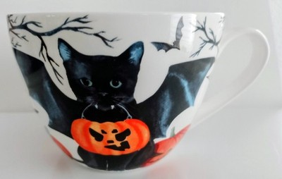 Portobello by Inspire '' Bat Cat '' Halloween Large Mug/ Cup-Bone China