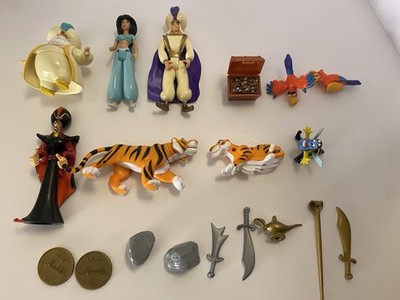 90s Aladdin Figure Lot Accessories Jafar Sultan Jasmine Iago Rajah Staff Lamp!