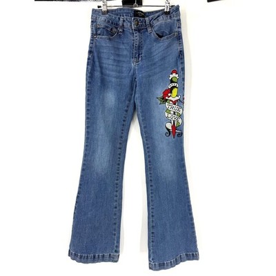 Ed Hardy Womens Flare Jeans Blue Tattoo True Love Eternal Graphic Y2K Size 26
