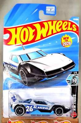 2026 Hot Wheels #47 HW Mods 1/5 HIGH-TAIL CHASER Gray-Blue w/Black DD8 Spokes
