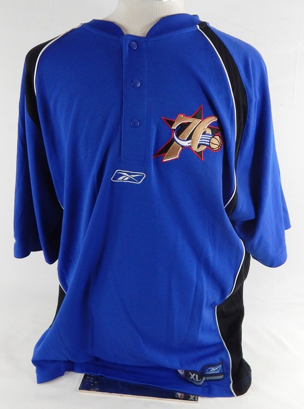 2002-06 Philadelphia 76ers Game Issued Blue Shooting Shirt XL 770