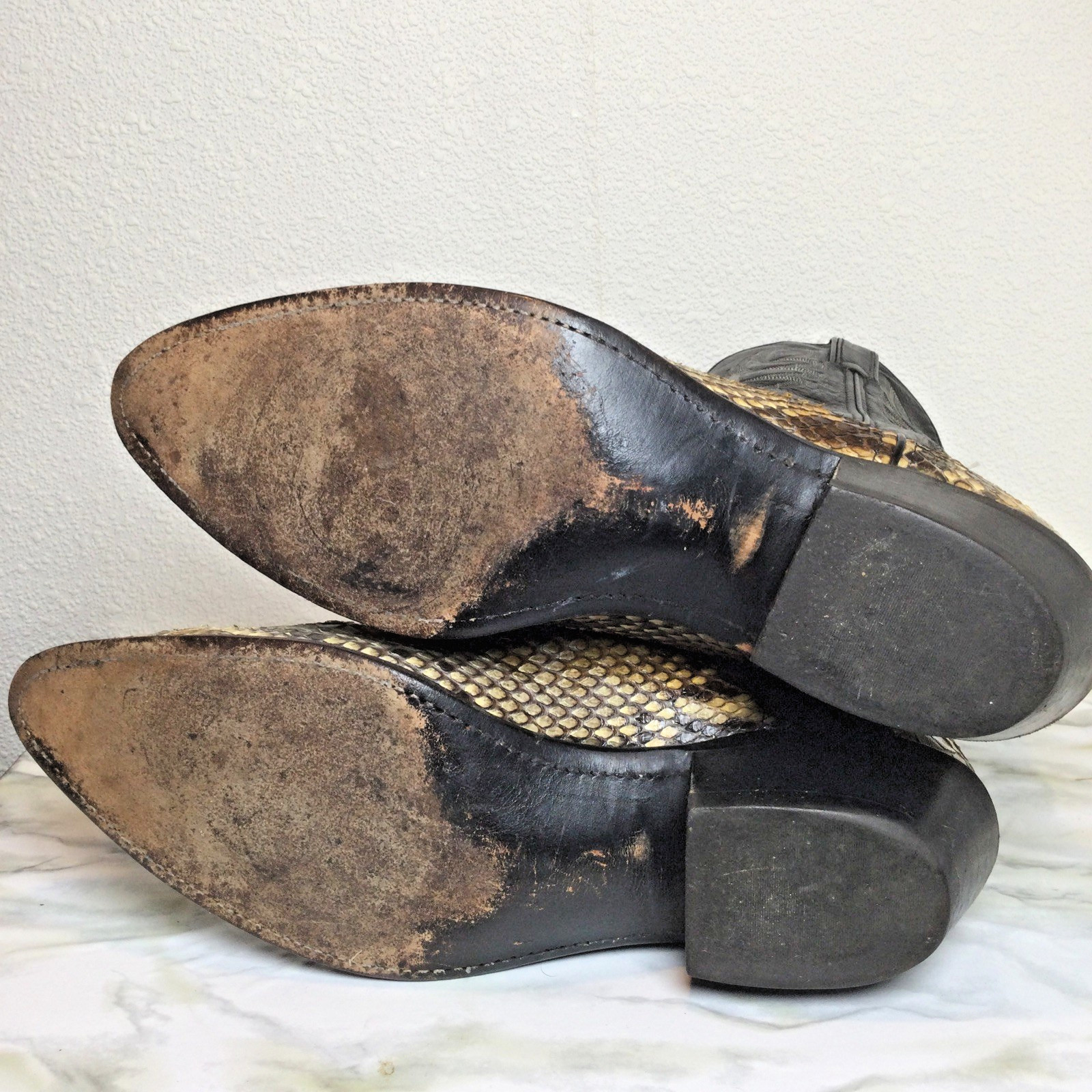 Vintage Python Snakeskin Leather Black Cowboy Boo… - image 18