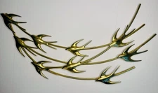 Ultra Rare Bijan ‘80 Brutalist Brass Birds Flight Wall Sculpture 36”  Modernist