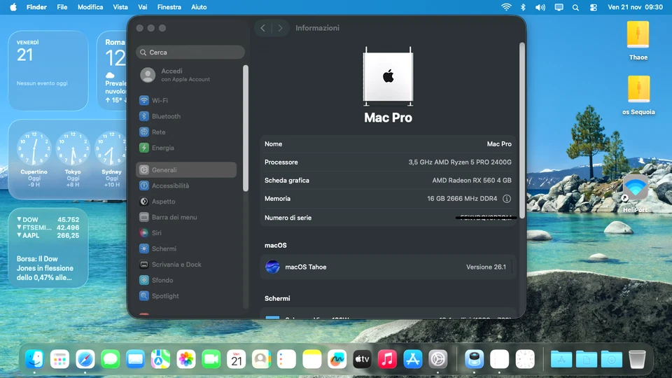PC HACKINTOSH GAMING MacOS Tahoe  AMD RYZEN 5 AMD RX 560 4GB  RAM 16G WIFI Win11 - Immagine 4 di 4