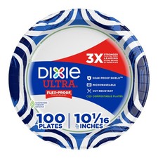 Dixie Ultra, Large Paper Plates, 10 Inch, 100 Count (Pack of 1, White/Indigo 