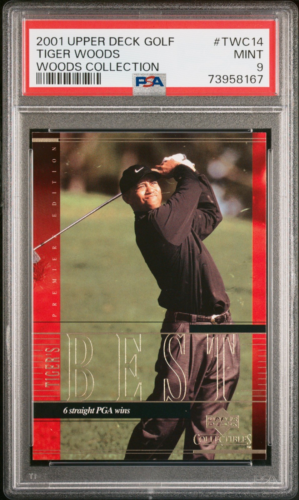 2001 UPPER DECK GOLF TIGER WOODS COLLECTION #TWC14 RC HOF PSA 9 view 1