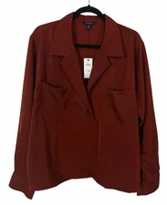 NWT Banana Republic Factory Silky Popover Blouse Burnt Caramel Rust Size 2X