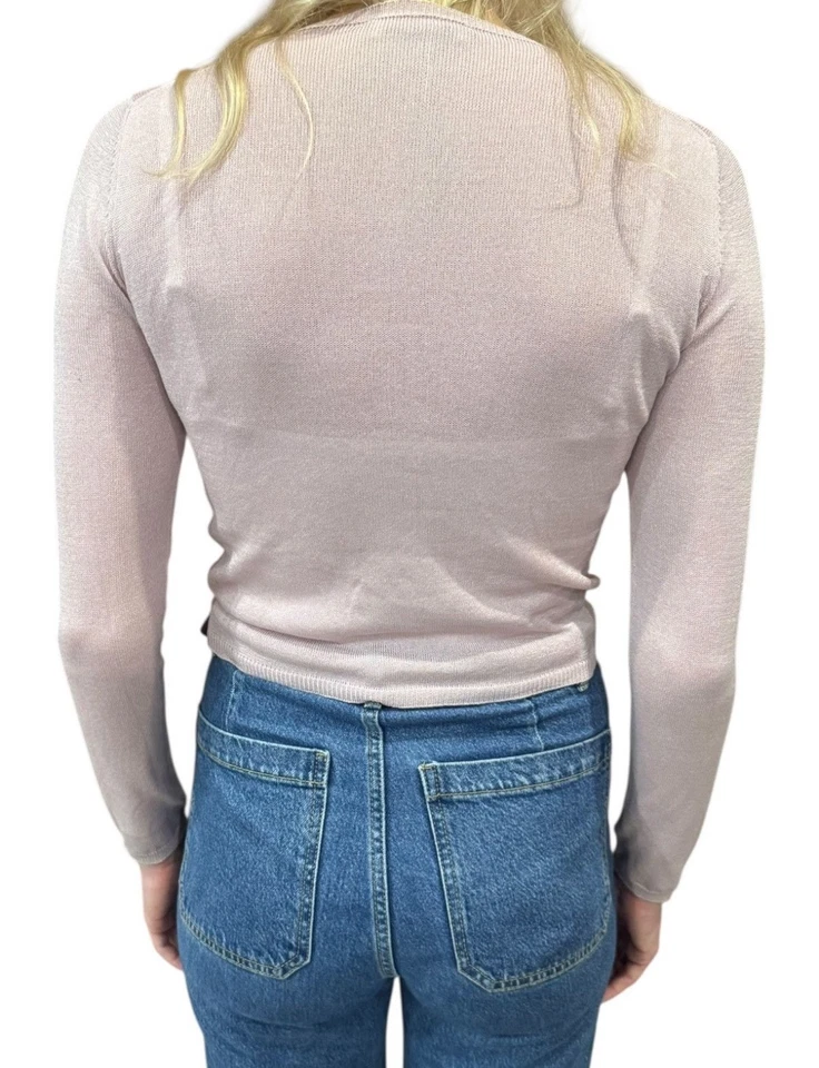 Suéter pulôver feminino Jil Sander lã gola V pequeno - Imagem 3 de 4