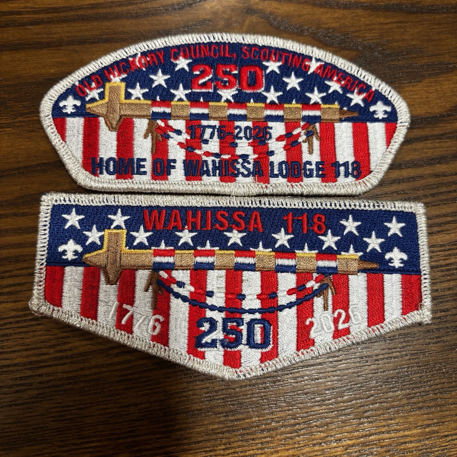 Wahissa Lodge 118 Old Hickory Council USA 250th Flap CSP Set NEW 300 Made