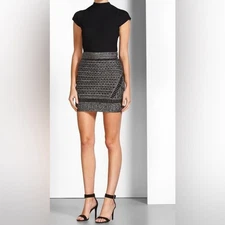 Maje Jazzon Metallic Mini Skirt Womens 38/ US M Black Silver Knit
