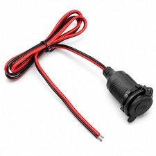 Produktbild - A75C Einbau Steckdose Zigarettenanzünder 12V 24V mit Adapter Kabel, Wasserdicht