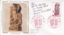 France 1980 Cathedrale d Amiens Croix Rouge Silk FDC special cancel typed VGC