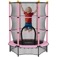 HOMCOM 4.6FT Kids Trampoline with Enclosure Net for Ages 3-10 Years, Pink