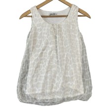 Elena Baldi Tops Made in Italy 100 Silk Small Tank Blouse Floral Leopard Print
