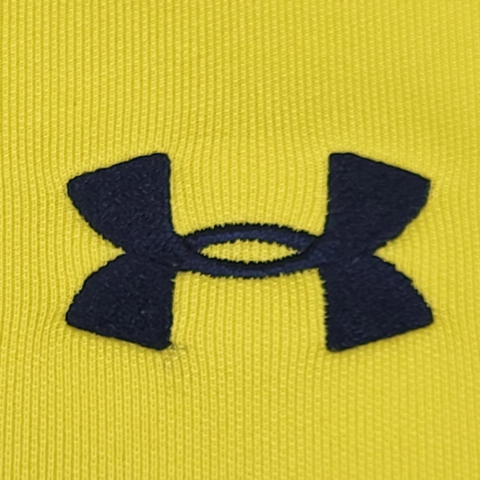 Under Armour Polo Shirt Mens Large Yellow Performance Activewear Preppy Causal - Image 3 of 4