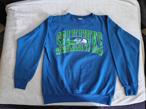Vintage 90s Seattle Seahawks All Over Print Sweatshirt Fruit of the Loom USA XL