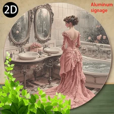 Victorian Lady Pink Gown Aluminum Metal Wall Art
