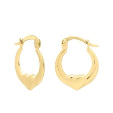 14k Yellow Gold 18.5mm x 14.8mm Small Heart Hoop Earrings with Hinged Clasp