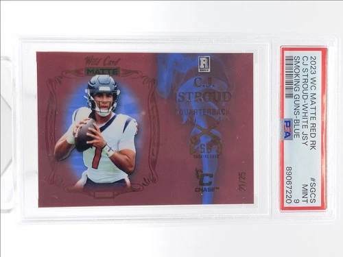 C.J. STROUD 2023 WILD CARD MATTE RED ROOKIE SMOKING GUNS BLUE /25 PSA 9 Q4320