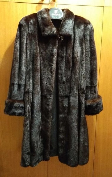 Women Mido International Fur Coat Brown Mink 38 #2VPD
