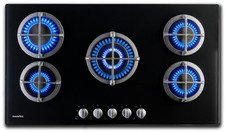 Piano Cottura a Gas 5 fuochi 90 cm Vetro PremierTech PC5G90V