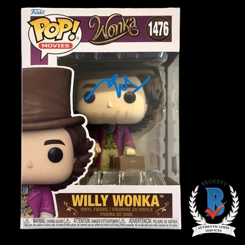 Timothee Chalamet Signed Willy Wonka Funko Pop #1476 BAS Beckett COA Autograph 