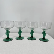 Set Of 4 Libbey 16oz Cactus Clear Margarita Glasses With Juniper Stem ￼