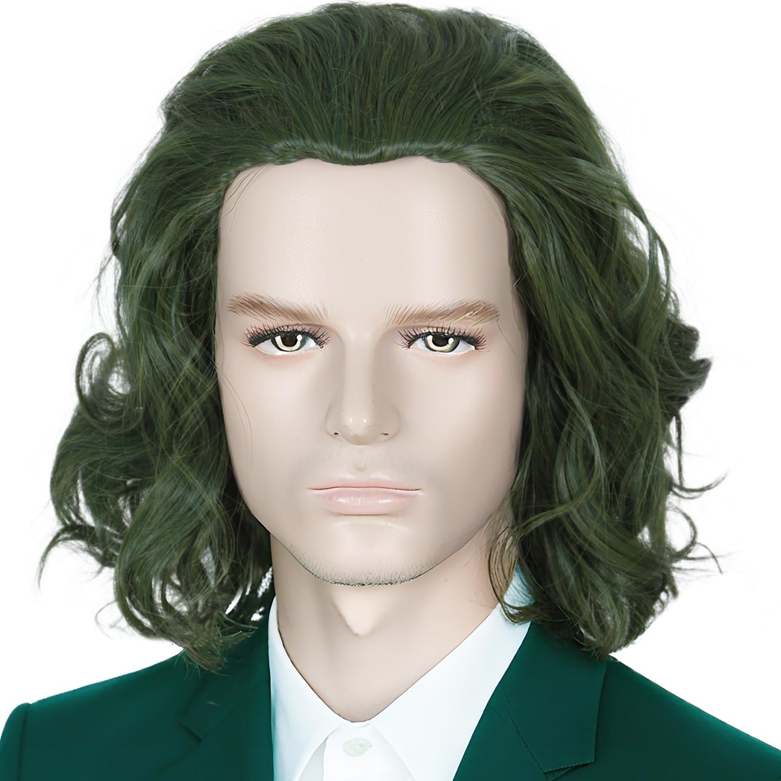 Perruque Bouclée de Clown Vert Courte Synthétique Idéale Halloween et Cosplay Adulte