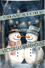 Snowman Couple tapestry cute snowman pair wall hanging 59X82 in