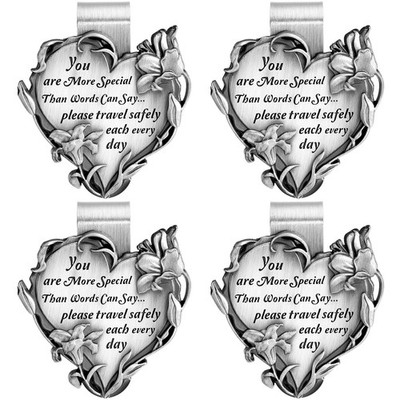 Heart Shaped Visor Clip For Car Travel Safely Medal Bless Family Driver 4 Pcs