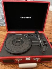 Crosley Cruiser Portable Record Player Red Black Belt Drive RCA Headphone