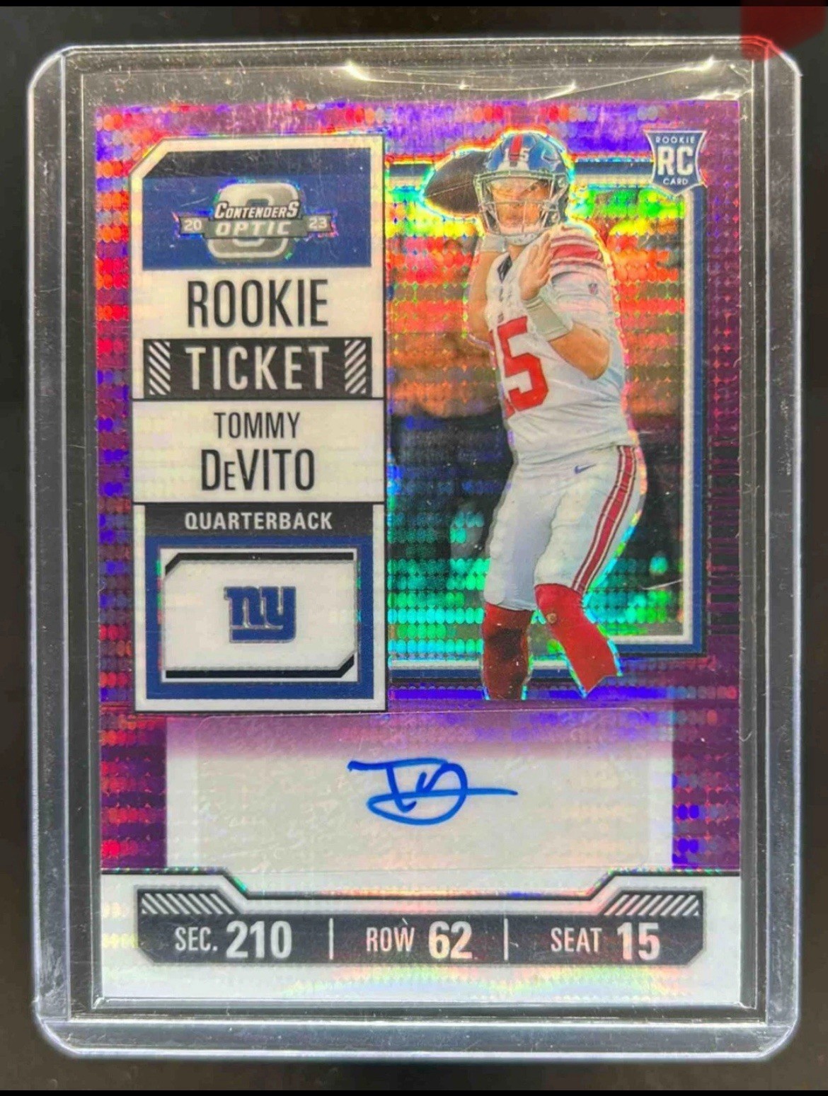2023 Contenders Optic Tommy DeVito RC Purple Pulsar Auto Rookie Ticket #18/21