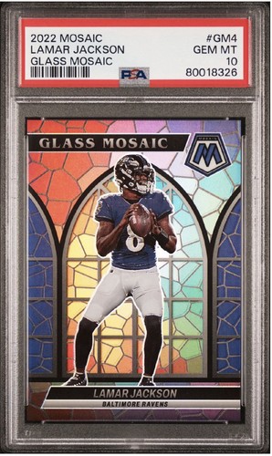 2022 PANINI MOSAIC GLASS MOSAIC #GM4 LAMAR JACKSON PSA 10