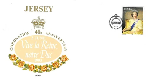 Jersey Comm/FDC - 40th Ann of Coronation  - 1993 (JES326)