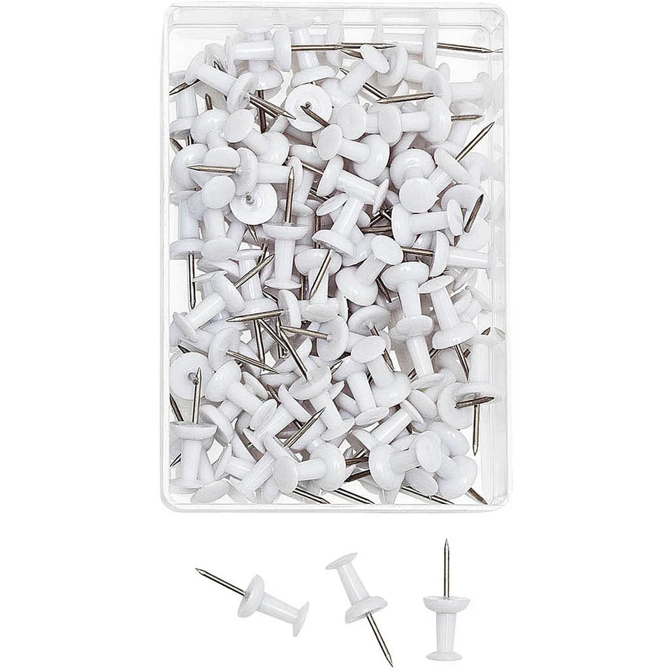 WEDO 100 Pin Wand Nadeln Weiß für Pinwand Push Pins Weiss Pinnwand