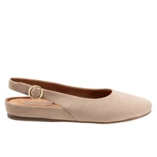 Softwalk Sandy S2119-069 Womens Beige Wide Nubuck Slingback Flats Shoes