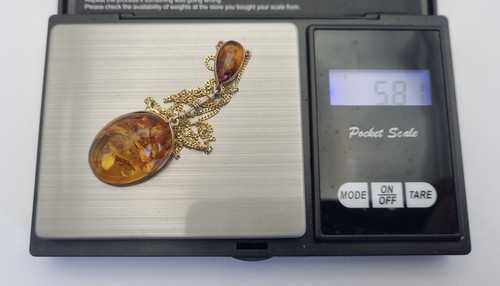 9ct Yellow Gold Hallmarked Amber Necklace Vintage 5.8g Read Description Used - Picture 15 of 17