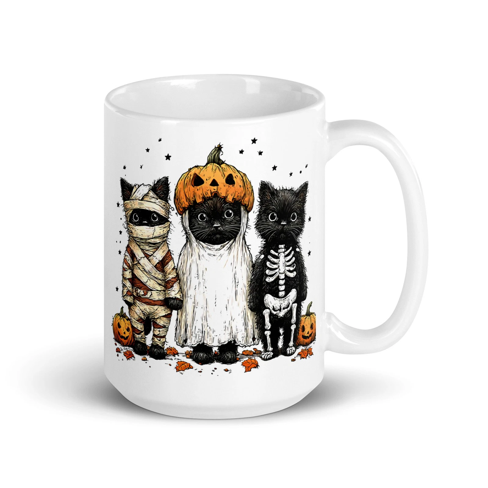 Halloween Pumpkins & Cats White Mug