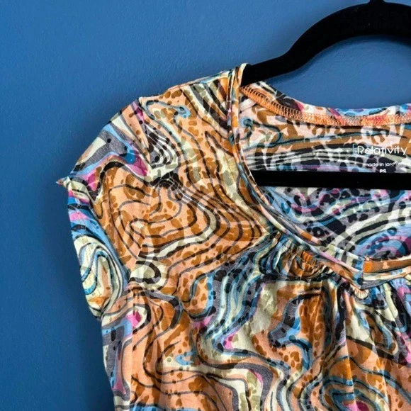 Camiseta Y2K Burnout Para Mujer Talla Pequeña Multicolor Psicodélica Trippy Relatividad Foto 2 de 4